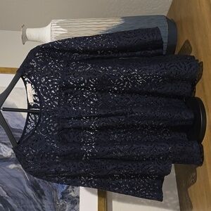 LOFT Midnight Blue Lace Top